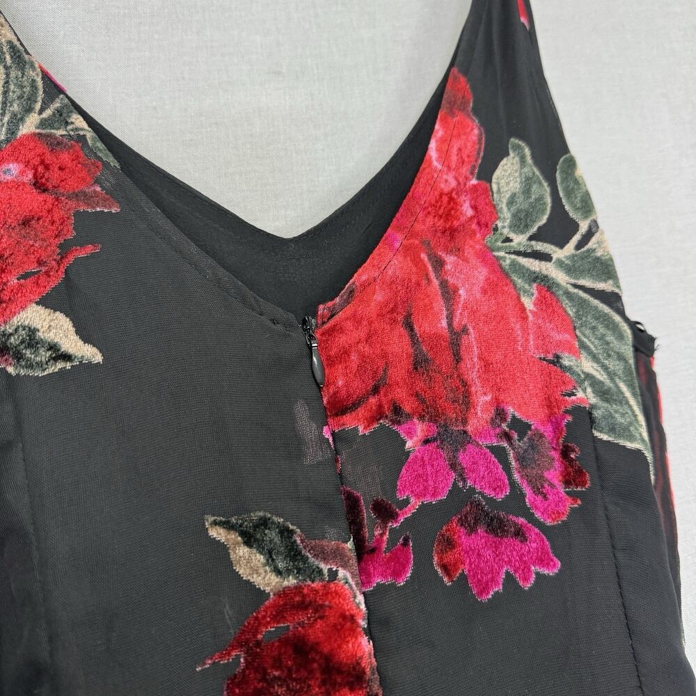 Ett:twa Anthropologie Floral Burnout Jumpsuit Womens Small Black Velvet Motif - Picture 6 of 15